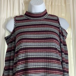 Pink Rose Cold Shoulder Long Sleeved Top